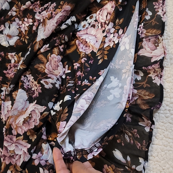 NWT Anthropologie o.p.t. Floral Ruffled Detailed Long Sleeve Blouse in Black - Picture 7 of 12